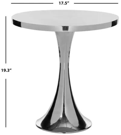 GALIUM ALUMINUM ROUND TOP SIDE TABLE