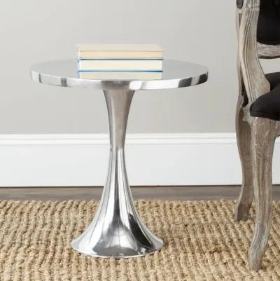 GALIUM ALUMINUM ROUND TOP SIDE TABLE