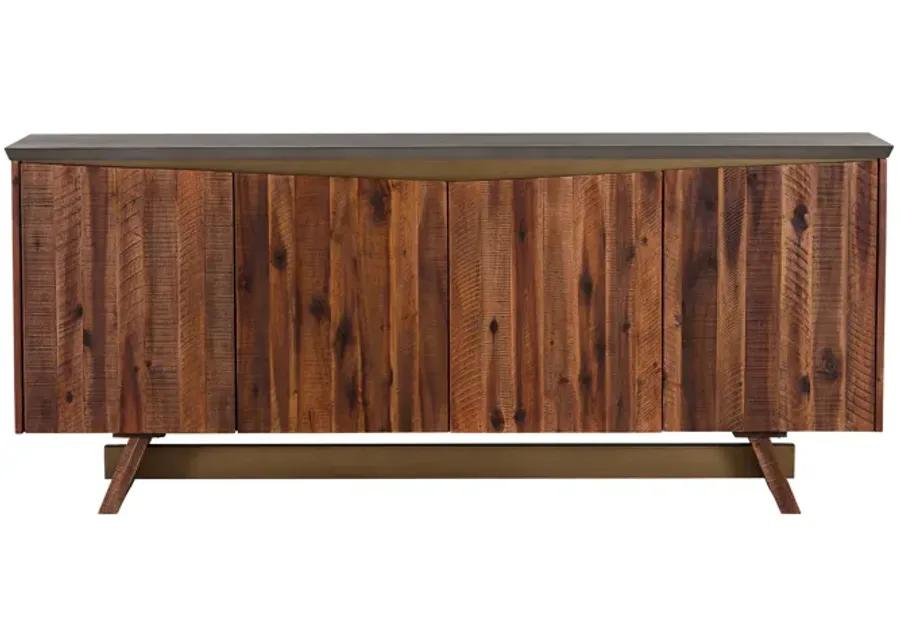 Picadilly 4 Door Sideboard Buffet in Acacia Wood and Concrete