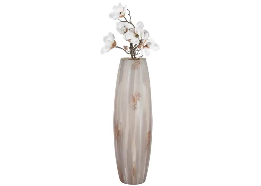 31" Curved Glass Vase Opal Finish, Ivory Multi