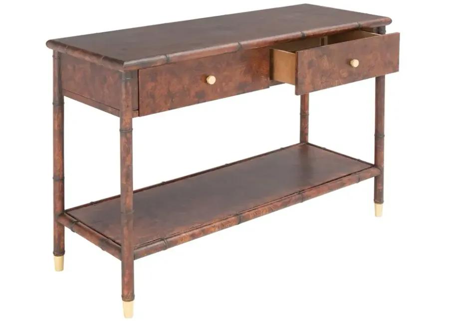 TUDOR 2 DRAWER 1 SHELF CONSOLE TABLE