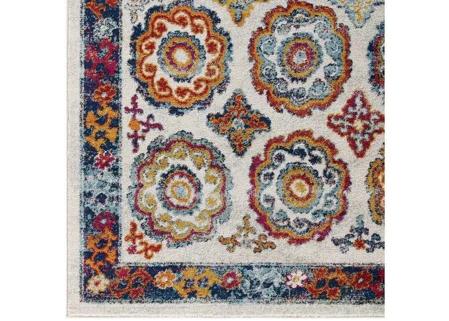 Entourage Odile Distressed Floral Moroccan Trellis 5x8 Area Rug