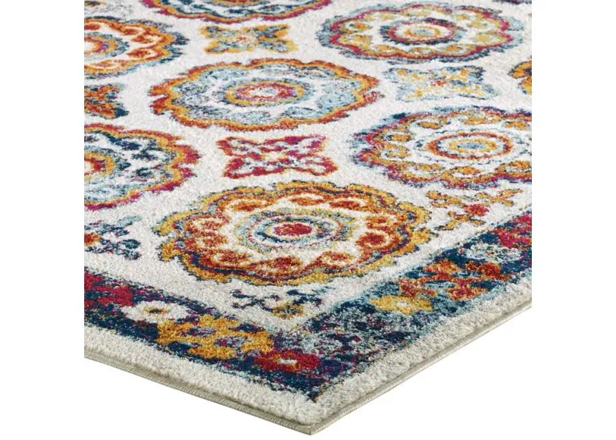 Entourage Odile Distressed Floral Moroccan Trellis 5x8 Area Rug