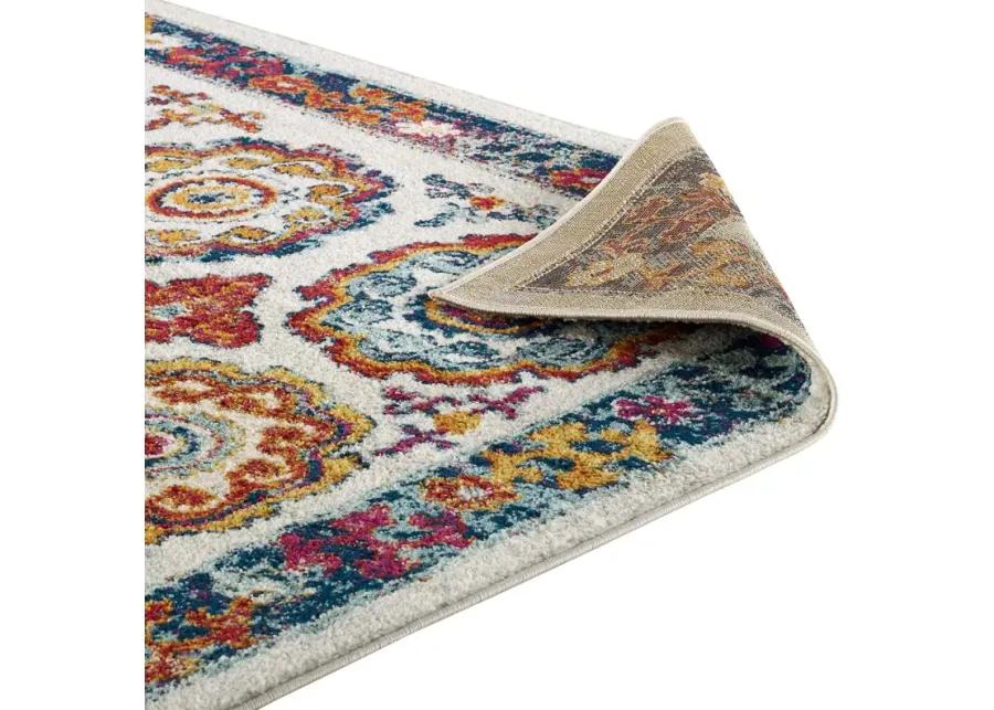 Entourage Odile Distressed Floral Moroccan Trellis 5x8 Area Rug