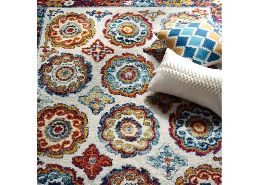 Entourage Odile Distressed Floral Moroccan Trellis 5x8 Area Rug