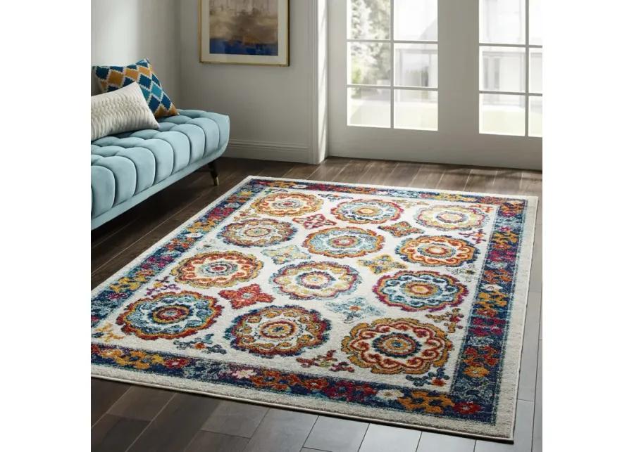 Entourage Odile Distressed Floral Moroccan Trellis 5x8 Area Rug