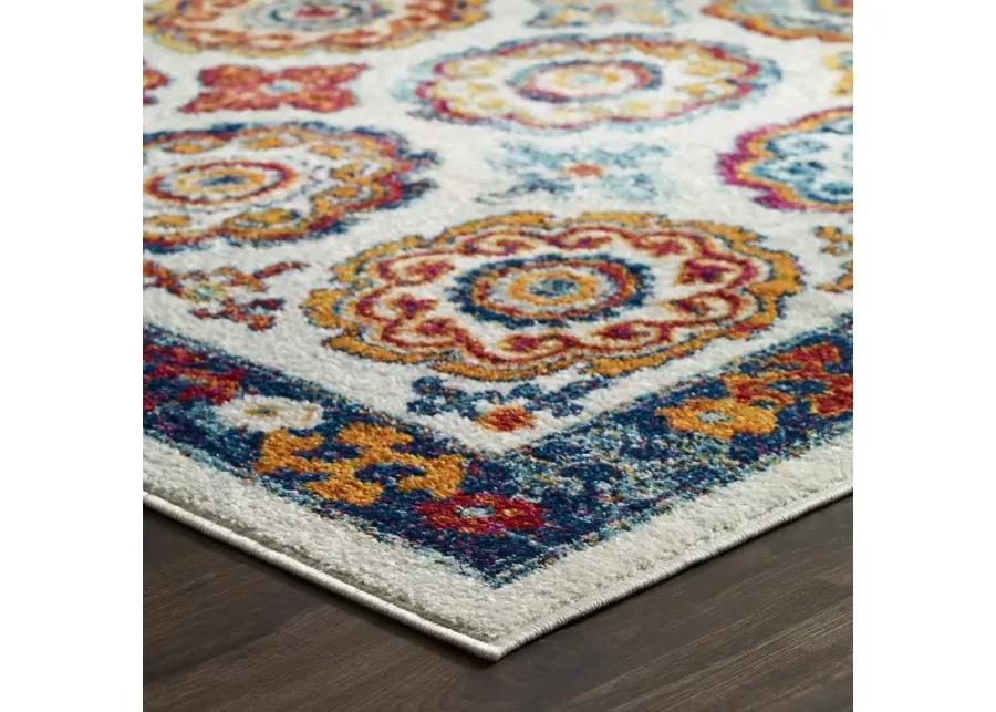 Entourage Odile Distressed Floral Moroccan Trellis 5x8 Area Rug