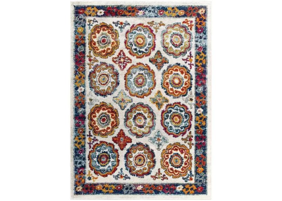 Entourage Odile Distressed Floral Moroccan Trellis 5x8 Area Rug