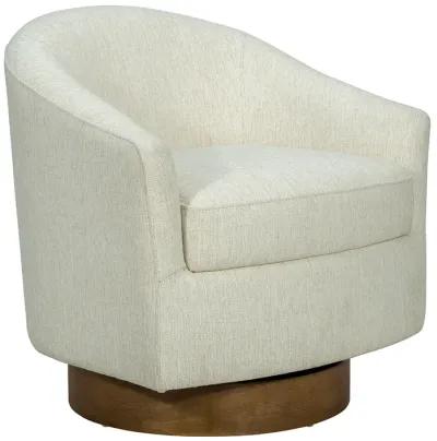 Upholstered Swivel Chair with Wood Base