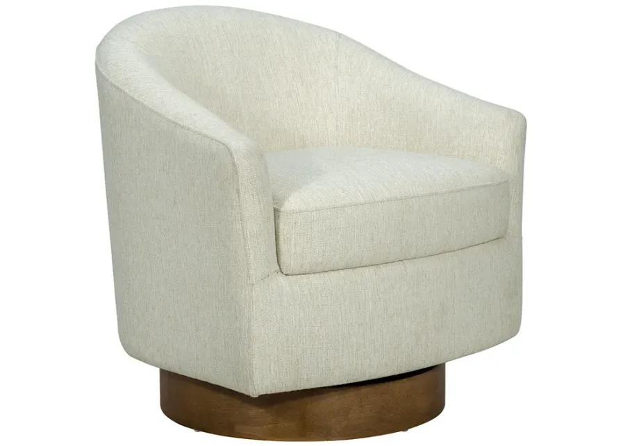 Upholstered Swivel Chair with Wood Base