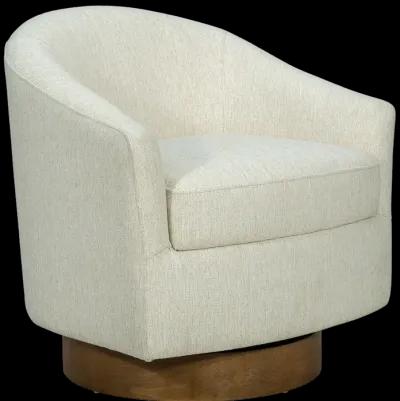 Upholstered Swivel Chair with Wood Base