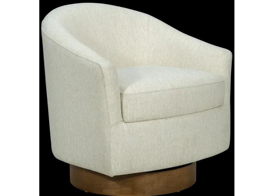 Upholstered Swivel Chair with Wood Base