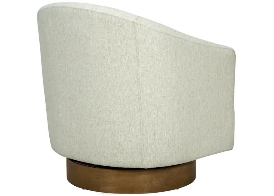 Upholstered Swivel Chair with Wood Base