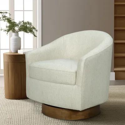 Upholstered Swivel Chair with Wood Base