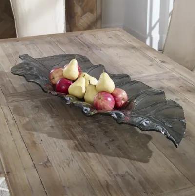 Smoked Leaf Glass Tray