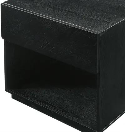 Petra 1 Drawer Wood Nightstand in Black Finish