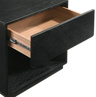 Petra 1 Drawer Wood Nightstand in Black Finish