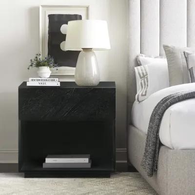 Petra 1 Drawer Wood Nightstand in Black Finish