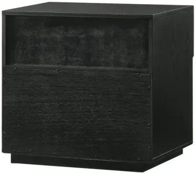 Petra 1 Drawer Wood Nightstand in Black Finish