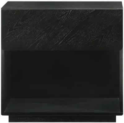 Petra 1 Drawer Wood Nightstand in Black Finish