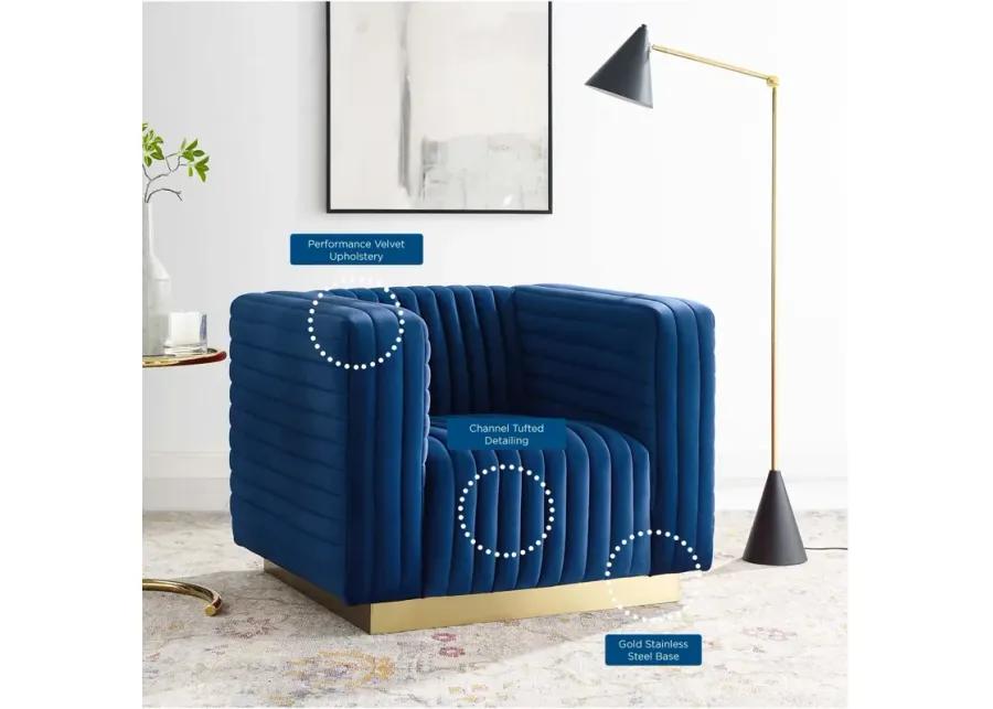 Charisma Channel Tufted Performance Velvet Accent Armchair