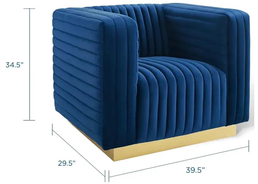 Charisma Channel Tufted Performance Velvet Accent Armchair