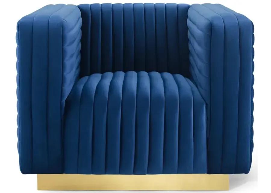 Charisma Channel Tufted Performance Velvet Accent Armchair