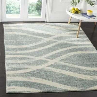 Adirondack Contemporary Cream / Slate 2'-6" X 12' Powerloomed Rug