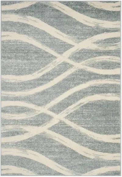 Adirondack Contemporary Cream / Slate 2'-6" X 12' Powerloomed Rug