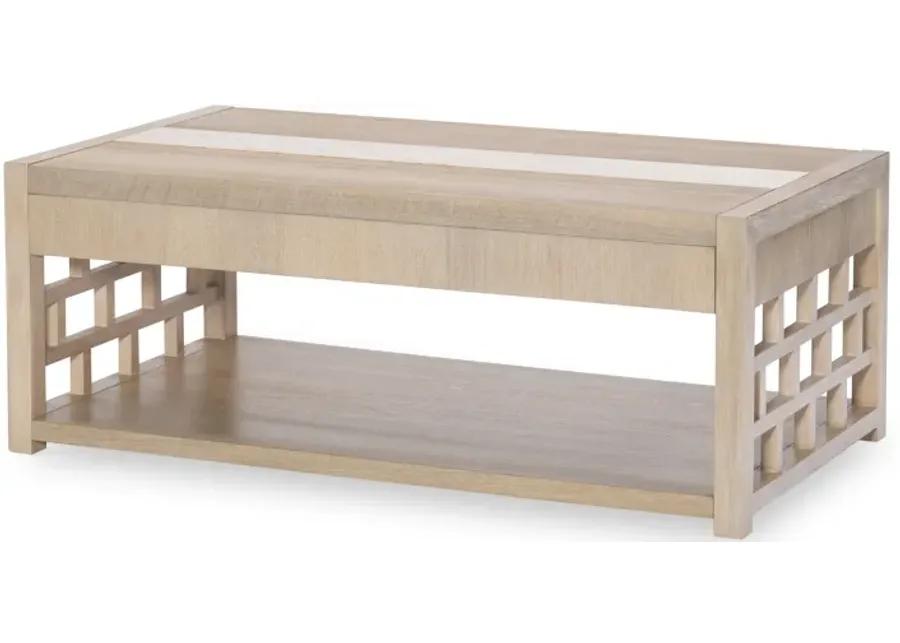 Biscayne Rectangle Cocktail Table W Travertine Insert