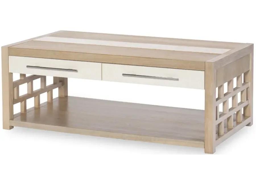 Biscayne Rectangle Cocktail Table W Travertine Insert