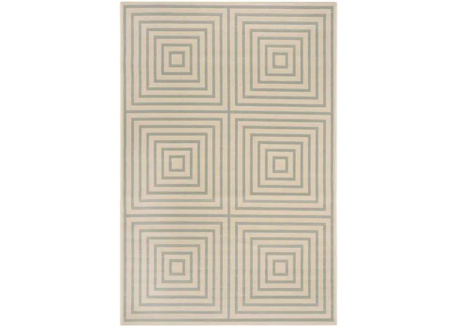 LINDEN 123 Collection LND123L-4 Cream / Aqua 4' X 6'