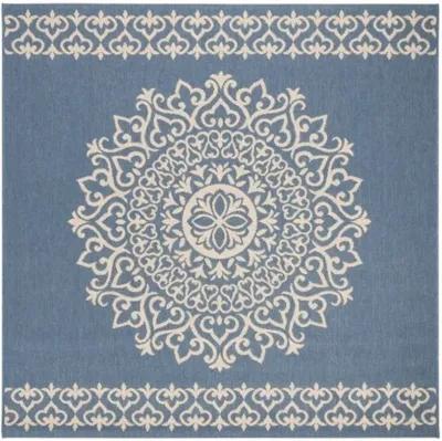 LINDEN 183 Collection LND183N-6SQ Cream / Blue 6'-7" X 6'-7" Square