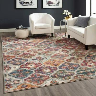 Tribute Azalea Distressed Vintage Floral Lattice 8x10 Area Rug