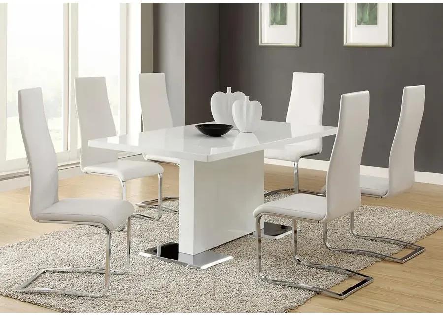 Anges T-shaped Pedestal Dining Table Glossy White