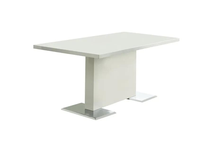 Anges T-shaped Pedestal Dining Table Glossy White