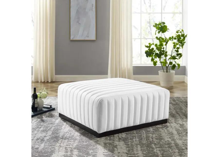 Conjure Channel Tufted Upholstered Fabric Ottoman