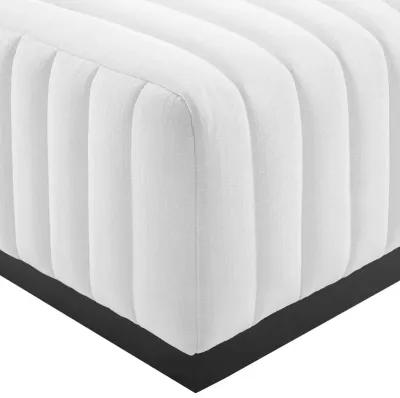 Conjure Channel Tufted Upholstered Fabric Ottoman