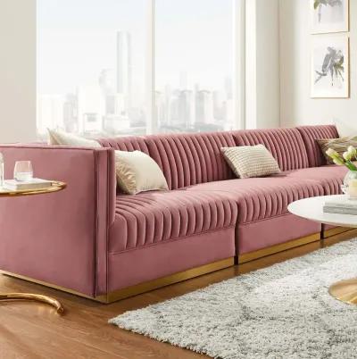 Sanguine Channel Tufted Performance Velvet 4-Seat Modular Sofa