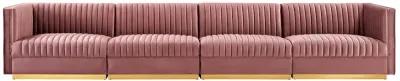 Sanguine Channel Tufted Performance Velvet 4-Seat Modular Sofa