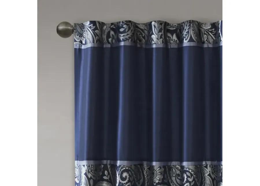 Madison Park Aubrey Navy Jacquard Curtain Panel Pair