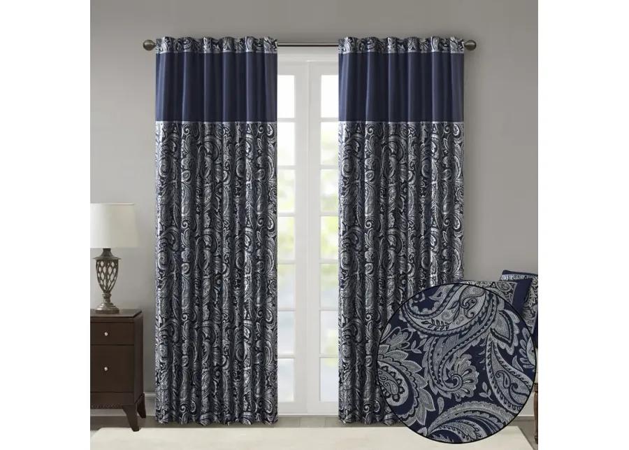 Madison Park Aubrey Navy Jacquard Curtain Panel Pair