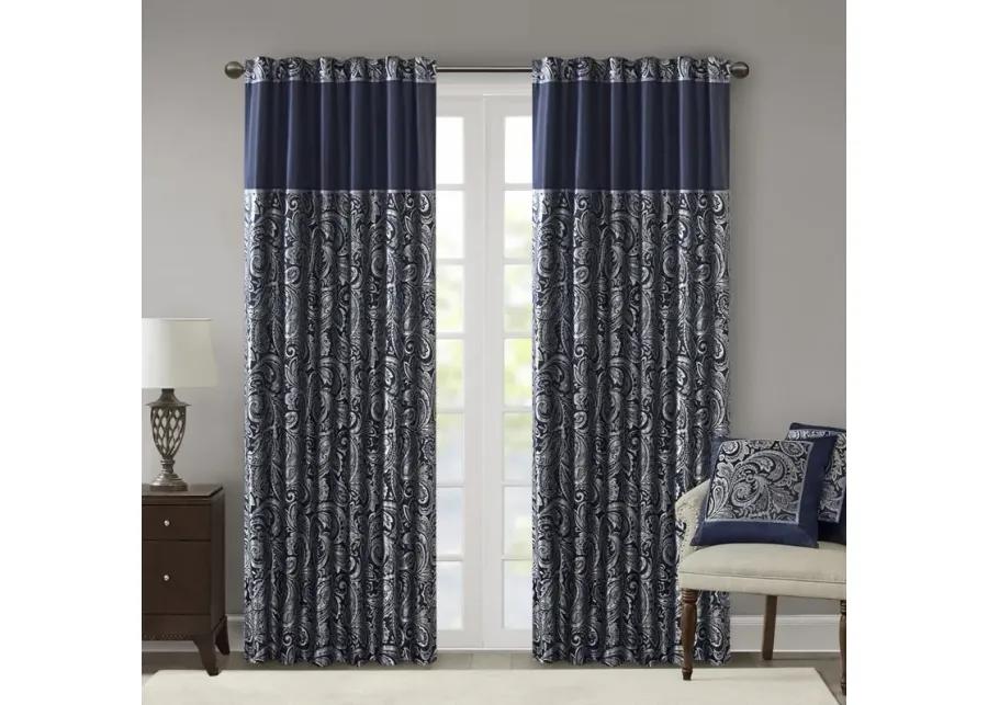 Madison Park Aubrey Navy Jacquard Curtain Panel Pair