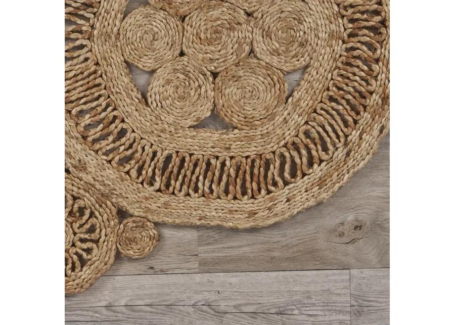 Nature Contemporary Braided Organic Jute Indoor Round Area Rug 6'