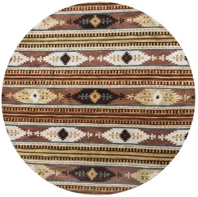 Southwest Rust Southwest/Tribal Wool 8' x 8' Round Round  Rug