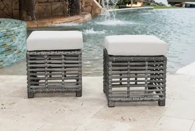 Panama Jack Graphite Set of 2 Small Ottomans with Cushions