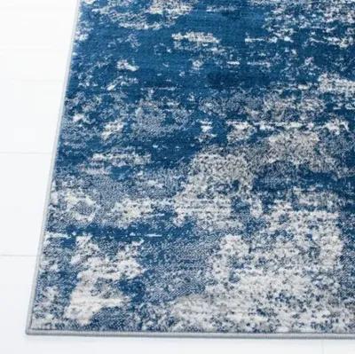 Brentwood 822 Grey / Navy 2' X 14' Runner Powerloomed Rug