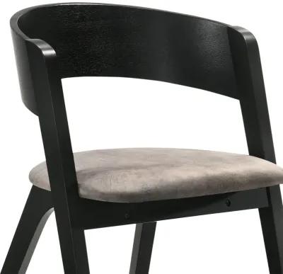 Jackie Mid-Century Upholstered Dining Chairs in Black finish - Set of 2