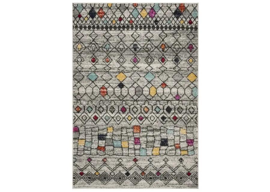 ADIRONDACK Contemporary Light Grey / Fuchsia 4' X 6' Powerloomed Rug