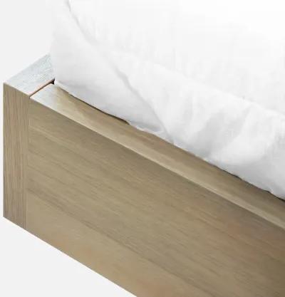 One Coastal Modern California King-size Live Edge Wall Bed with Floating Nightstands in Bisque